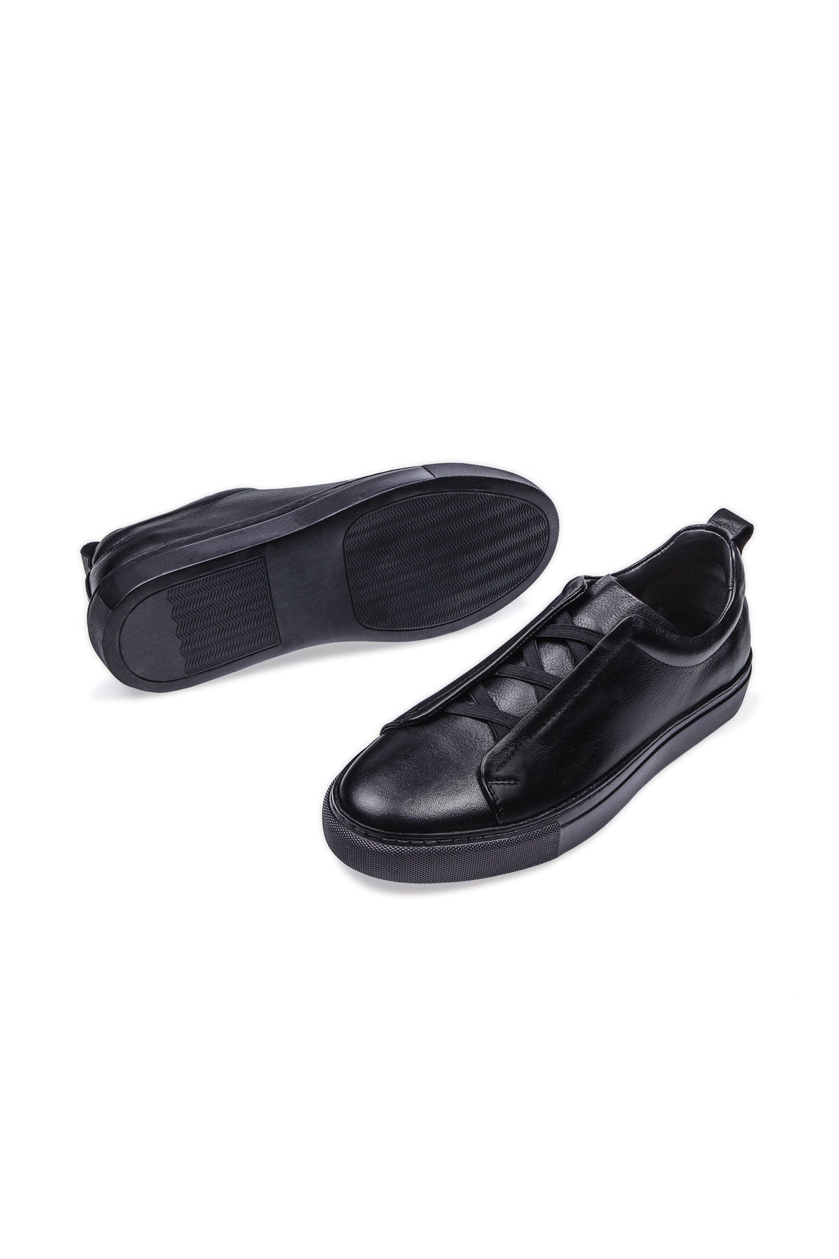 NEXUS SİYAH LASTİKLİ DERİ ERKEK SNEAKER AYAKKABI