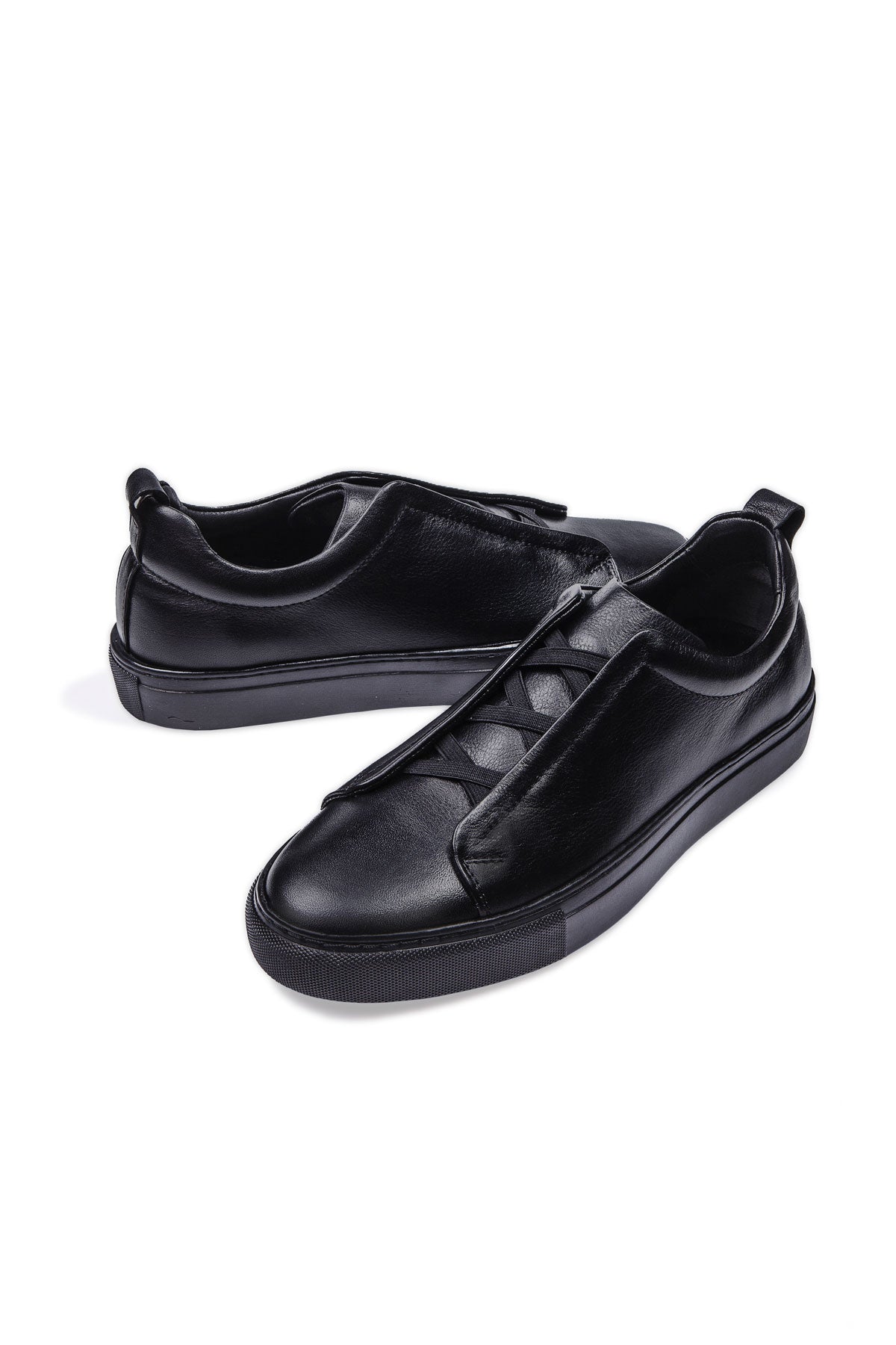 NEXUS SİYAH LASTİKLİ DERİ ERKEK SNEAKER AYAKKABI