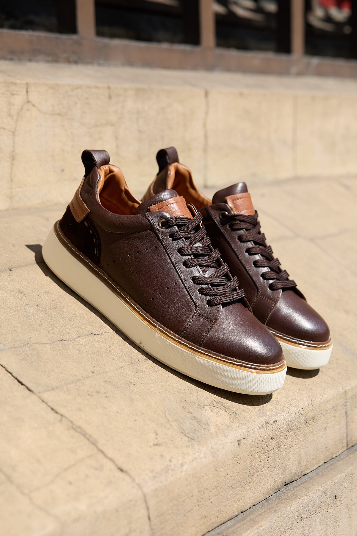 SHERİFF KAHVERENGİ %100 HAKİKİ DERİ ERKEK SNEAKER AYAKKABI