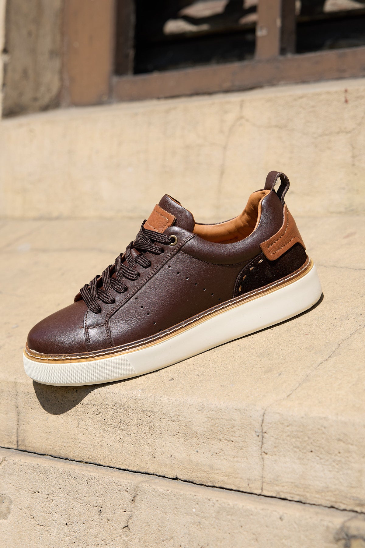 SHERİFF KAHVERENGİ %100 HAKİKİ DERİ ERKEK SNEAKER AYAKKABI