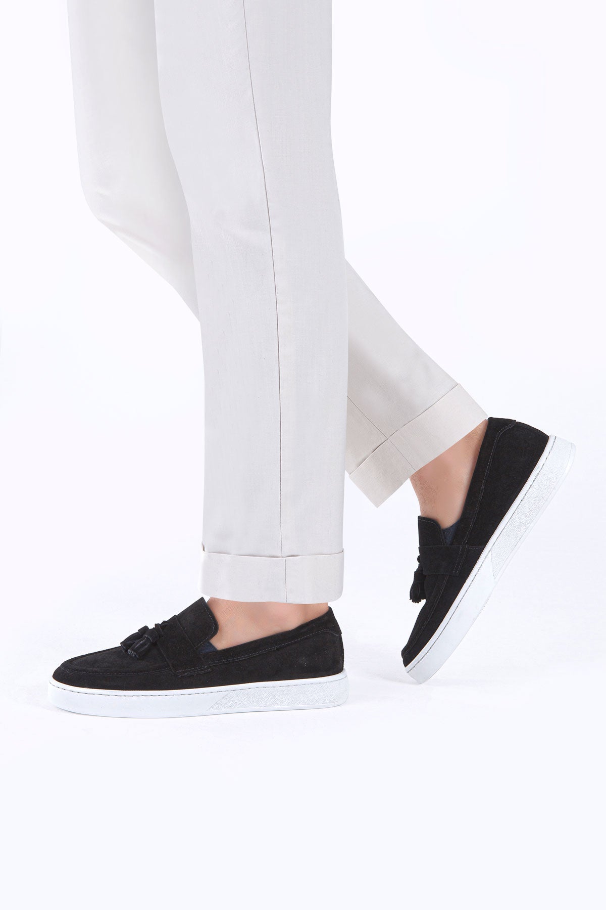 TASSEL SİYAH SÜET DERİ ERKEK LOAFER AYAKKABI