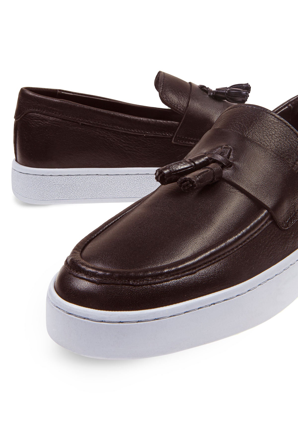 TASSEL KAHVE HAKİKİ DERİ ERKEK LOAFER AYAKKABI