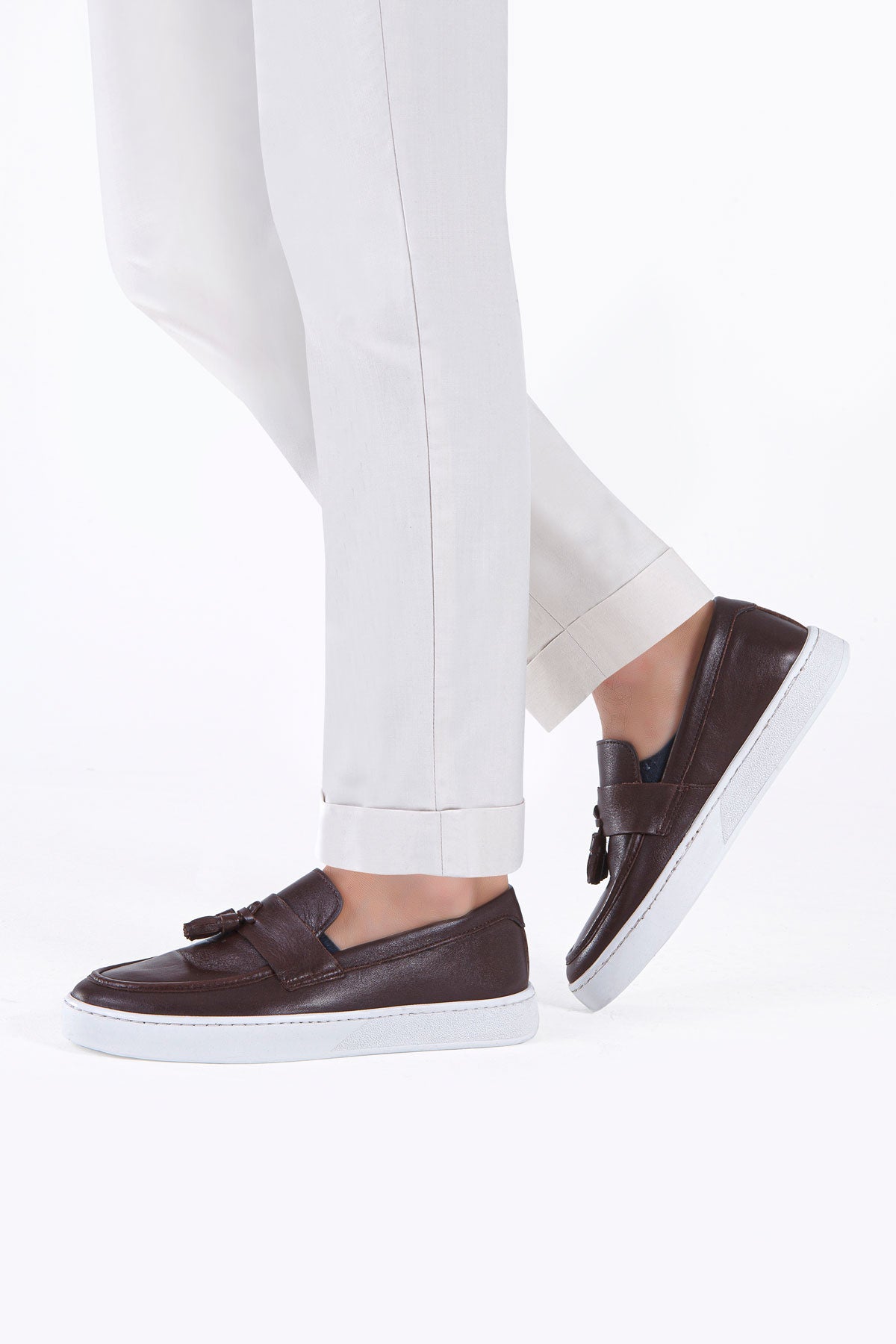 TASSEL KAHVE HAKİKİ DERİ ERKEK LOAFER AYAKKABI