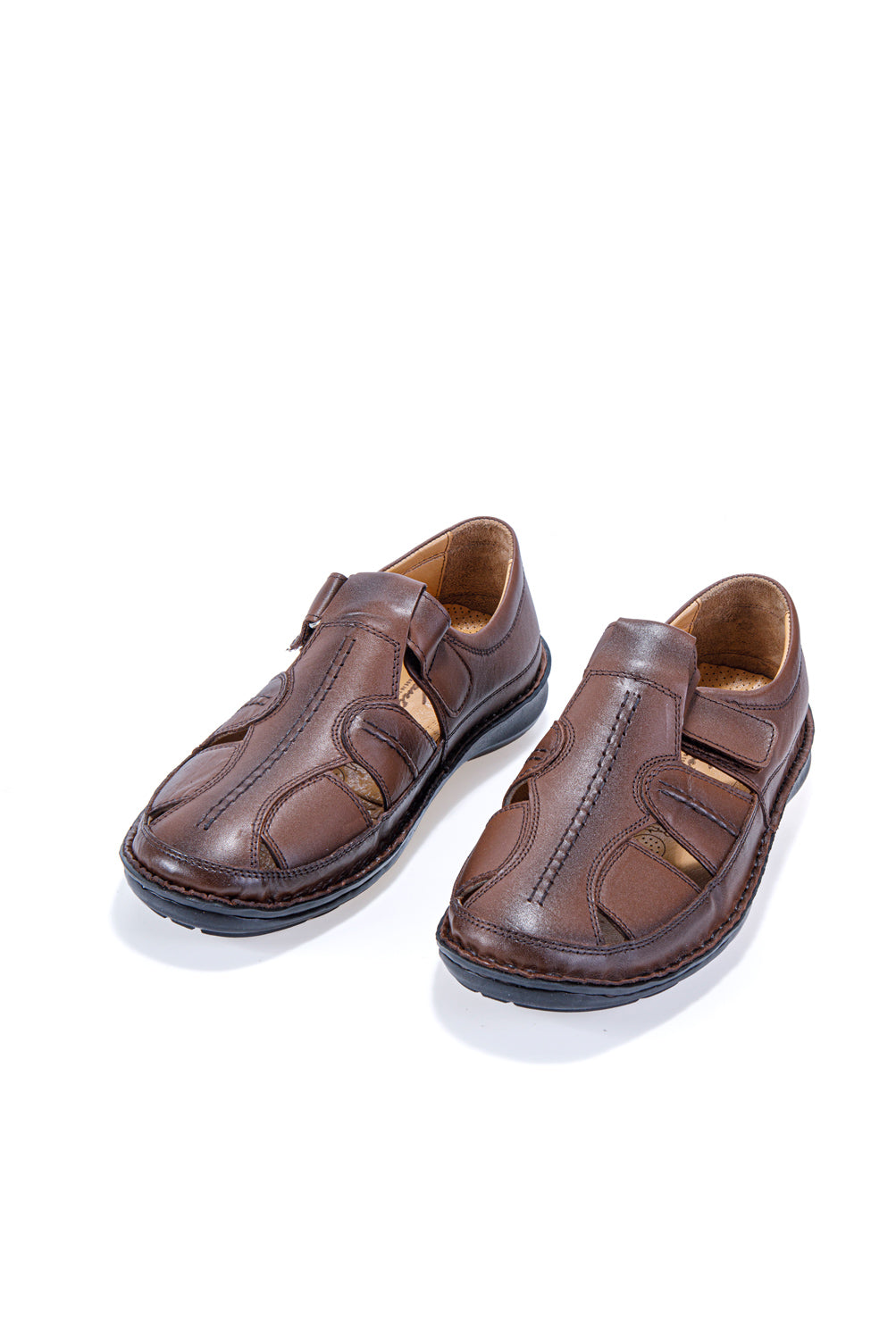 ALFİO KAHVERENGİ ORTOPEDİK % 100 HAKİKİ DERİ ERKEK SANDALET