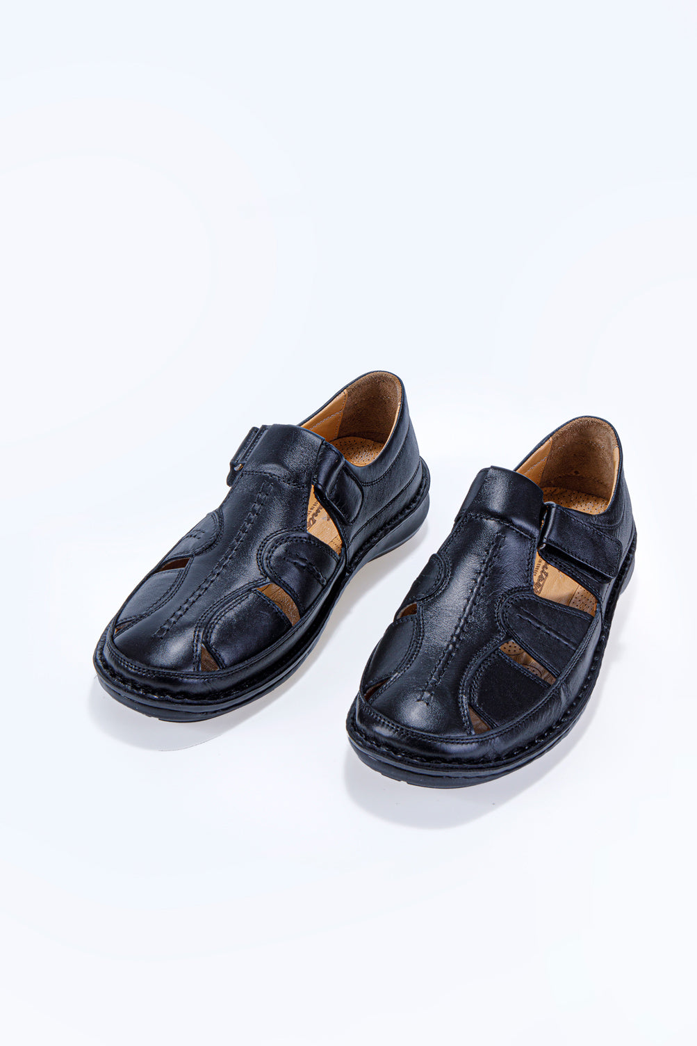 ALFİO SİYAH ORTOPEDİK % 100 HAKİKİ DERİ ERKEK SANDALET