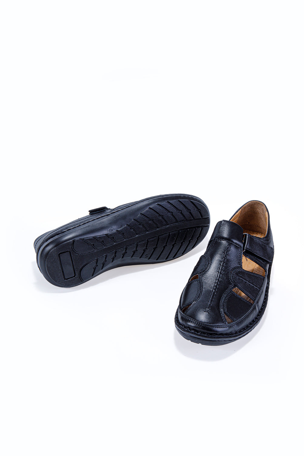 ALFİO SİYAH ORTOPEDİK % 100 HAKİKİ DERİ ERKEK SANDALET