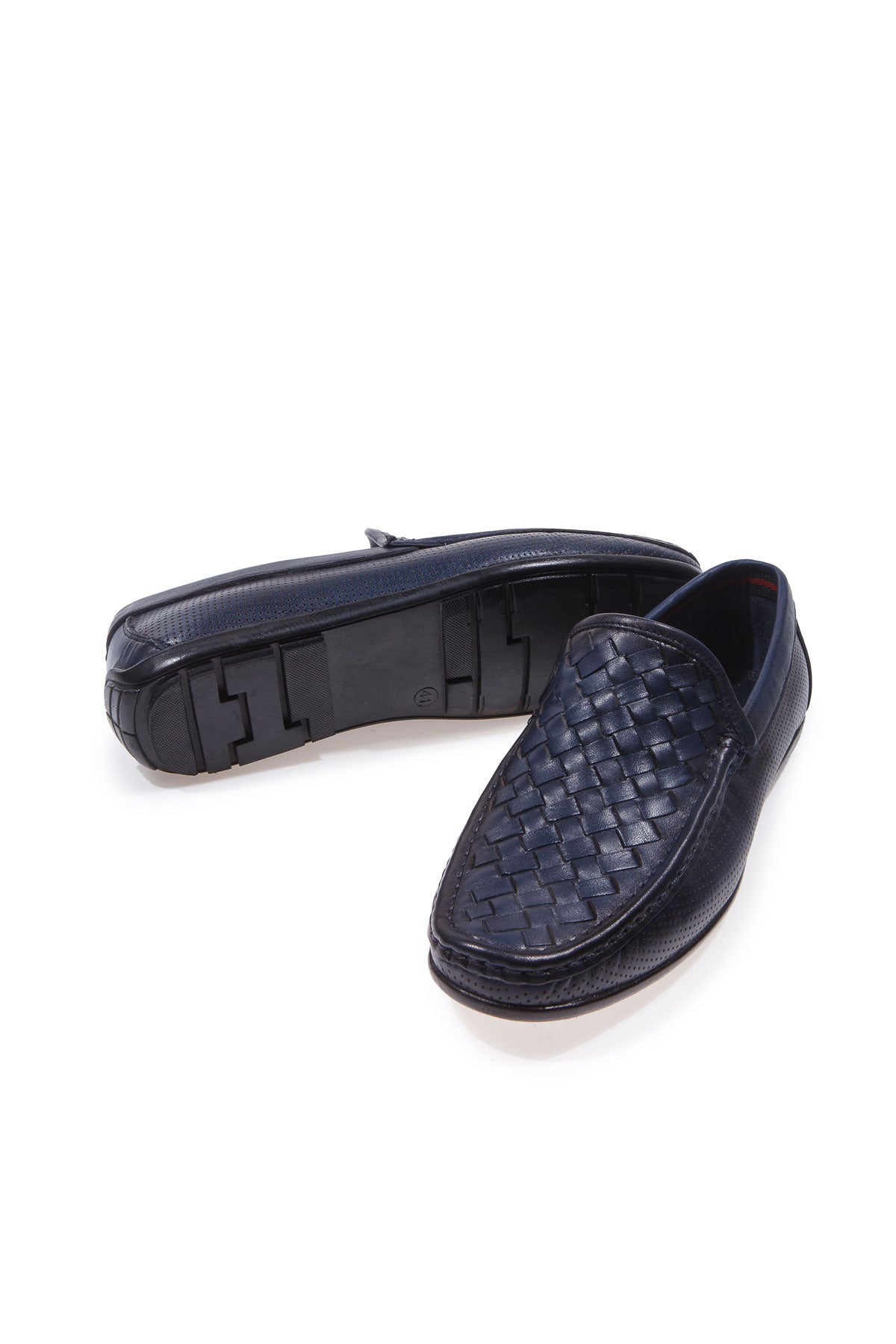 STRIDE LACİVERT ÖRGÜLÜ %100 HAKİKİ DERİ ERKEK LOAFER AYAKKABI