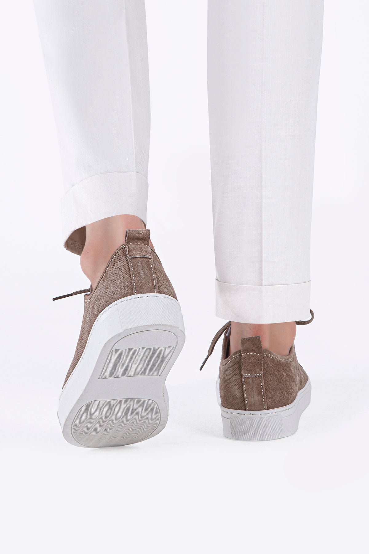 VALON KUM BEJİ BAĞCIKLI DELİKLİ SÜET ERKEK SNEAKER AYAKKABI