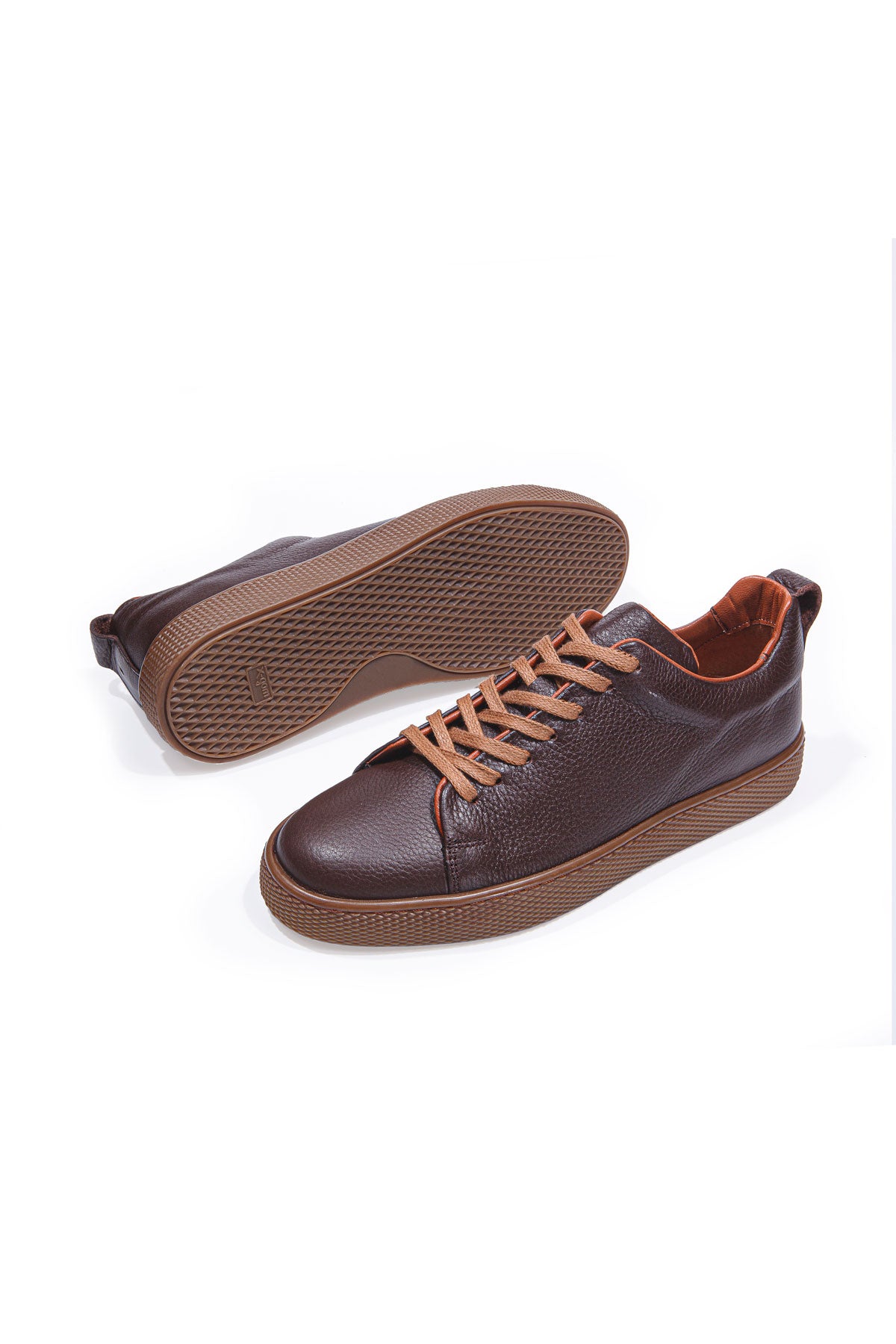 ATLAS KAHVERENGİ BAĞCIKLI DERİ ERKEK SNEAKER AYAKKABI