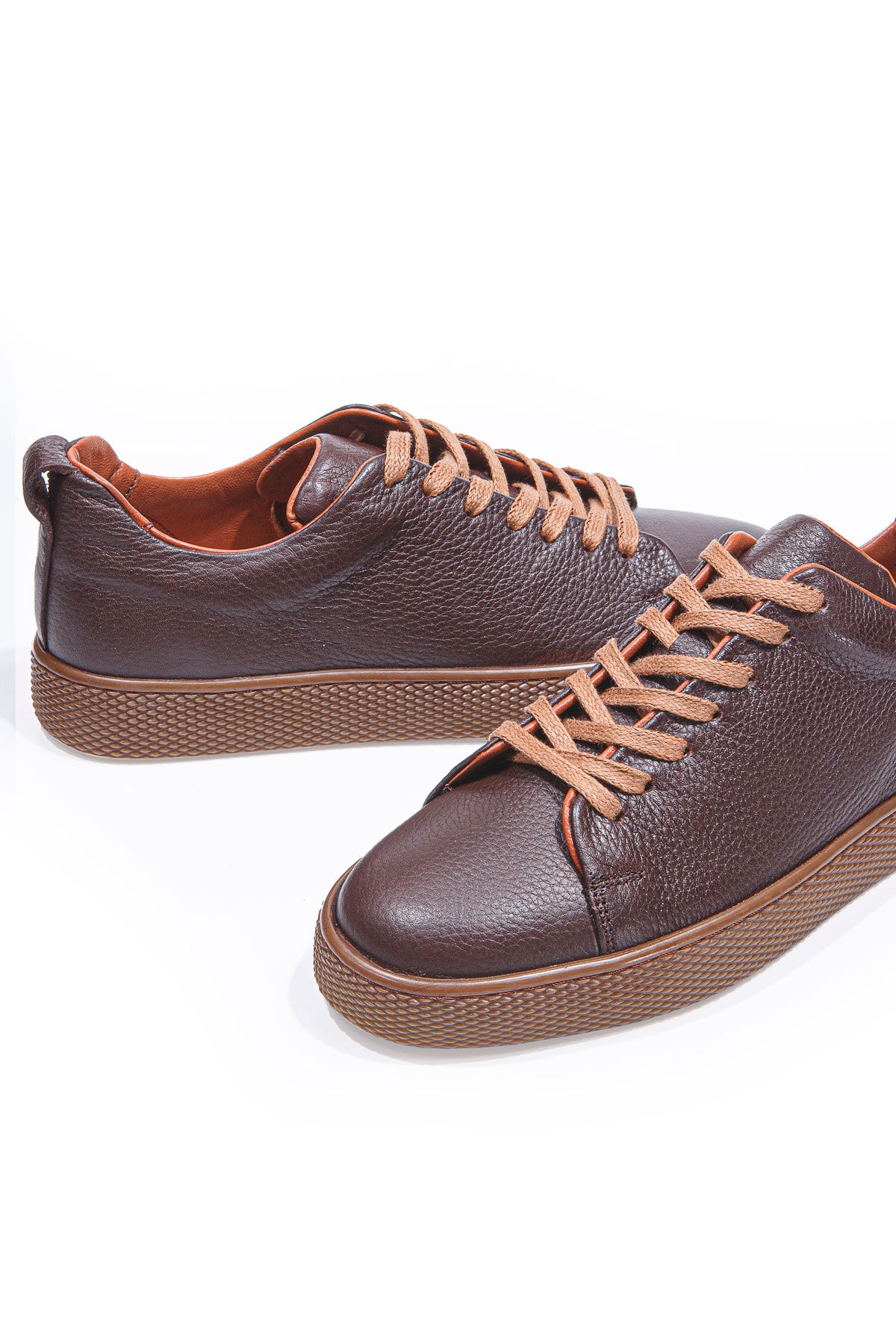 ATLAS KAHVERENGİ BAĞCIKLI DERİ ERKEK SNEAKER AYAKKABI