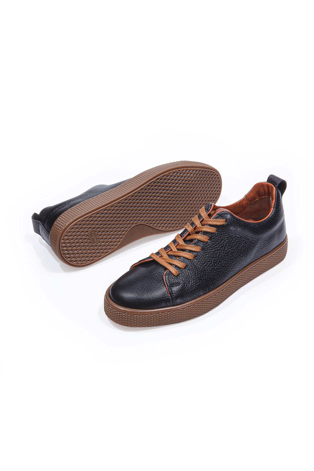 ATLAS SİYAH BAĞCIKLI DERİ ERKEK SNEAKER AYAKKABI