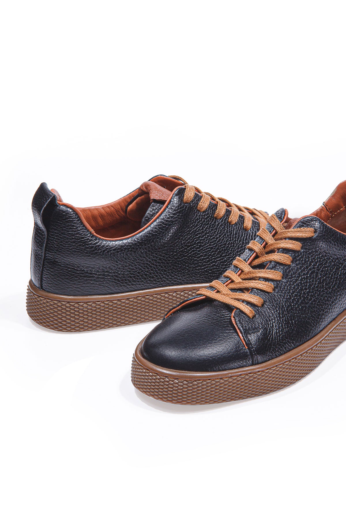 ATLAS SİYAH BAĞCIKLI DERİ ERKEK SNEAKER AYAKKABI