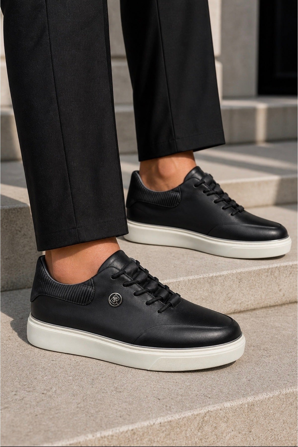 Genova Siyah %100 Hakiki Deri Sneaker Erkek Ayakkabı