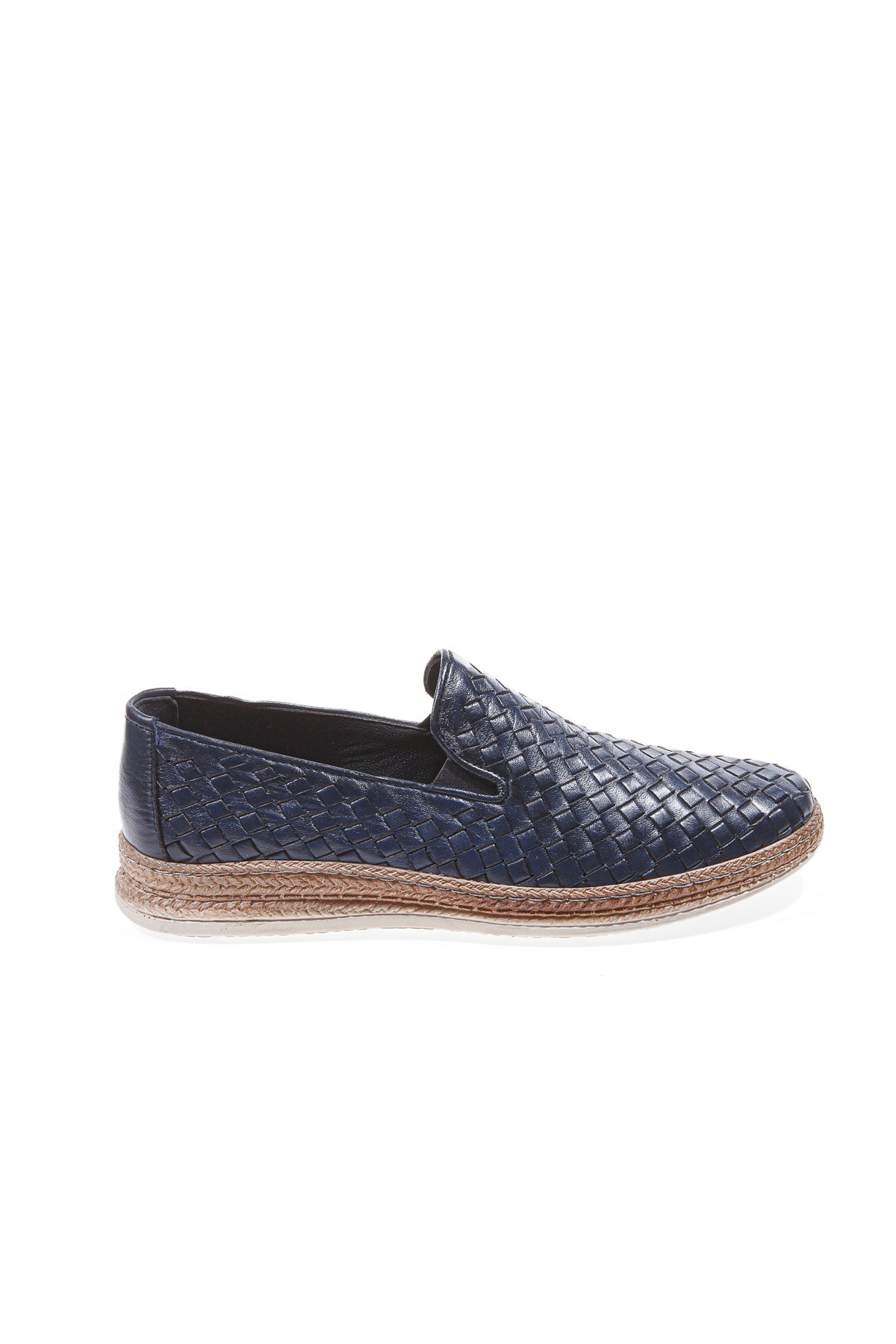 KNITTED LACİVERT HAKİKİ DERİ ERKEK LOAFER AYAKKABI