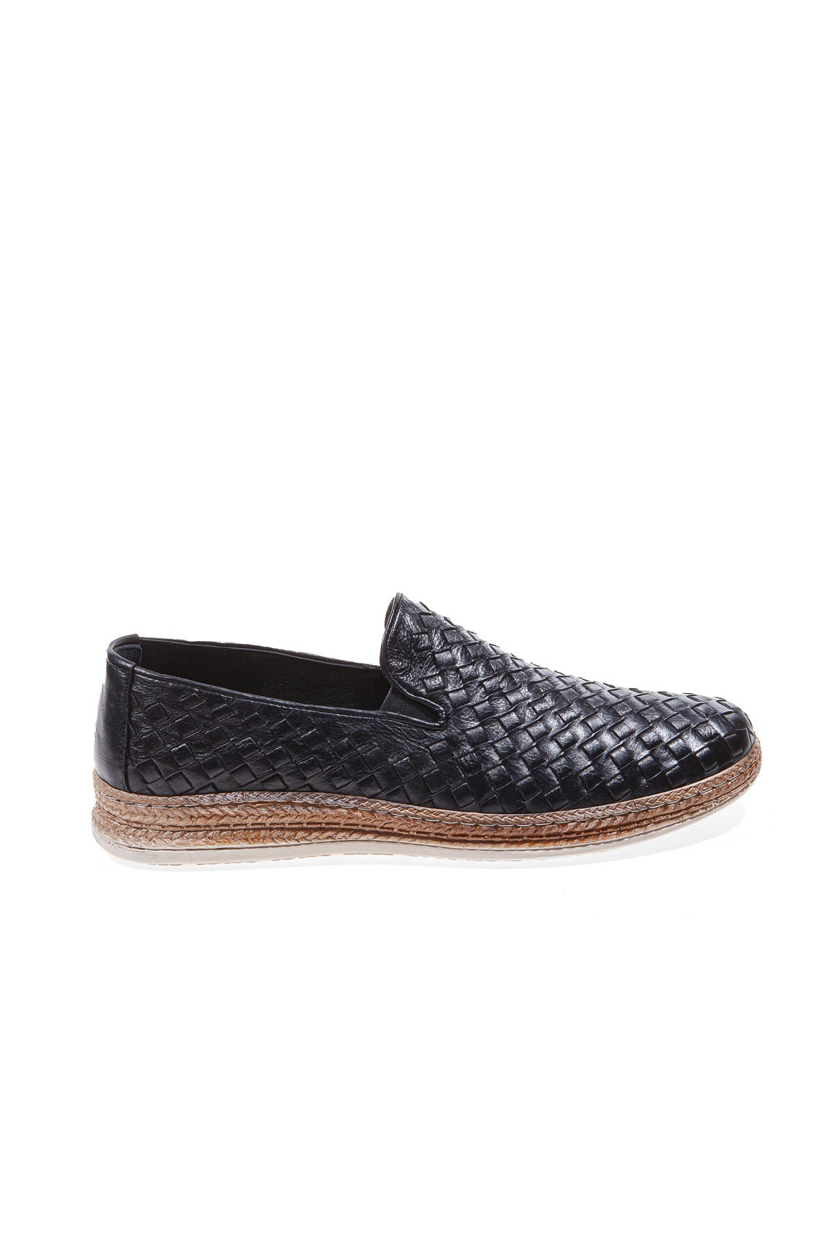 KNITTED SİYAH HAKİKİ DERİ ERKEK LOAFER AYAKKABI