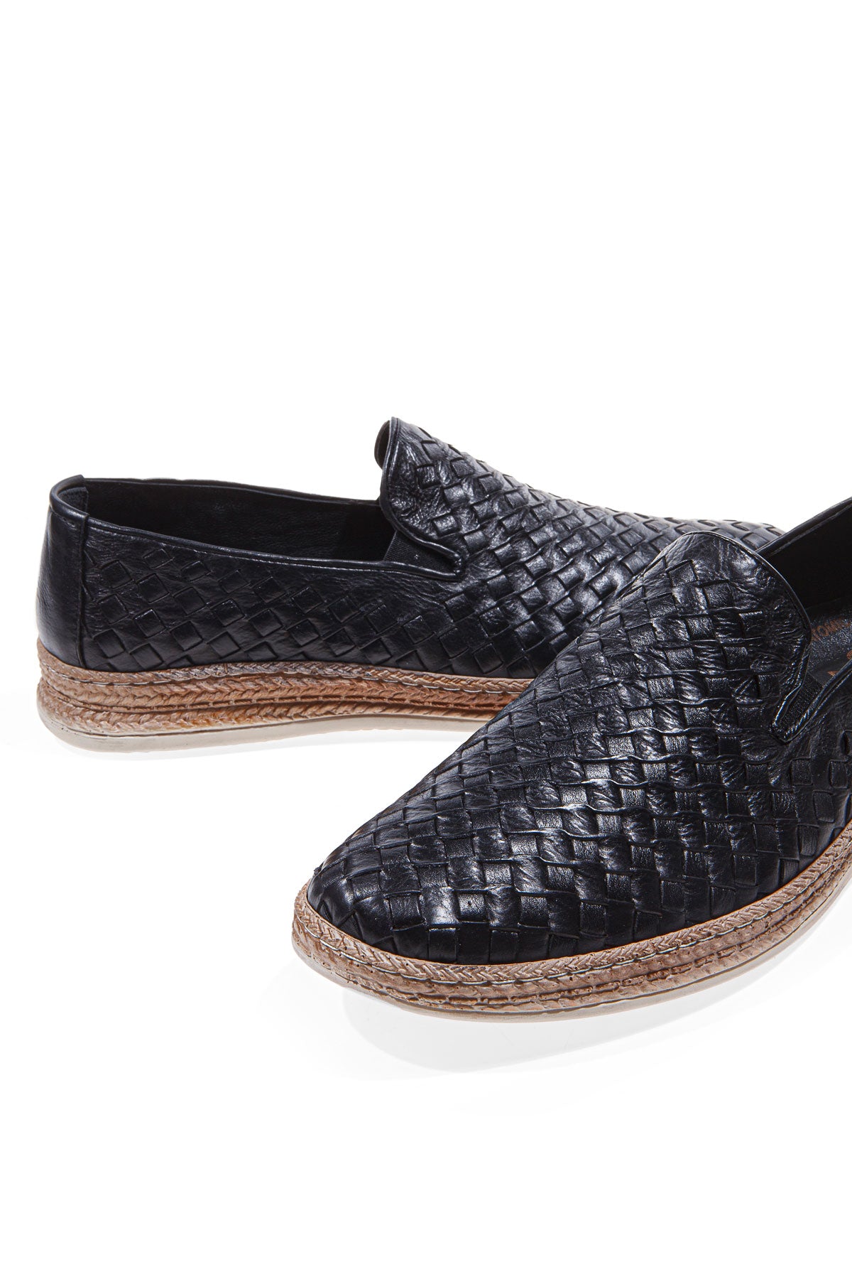 KNITTED SİYAH HAKİKİ DERİ ERKEK LOAFER AYAKKABI