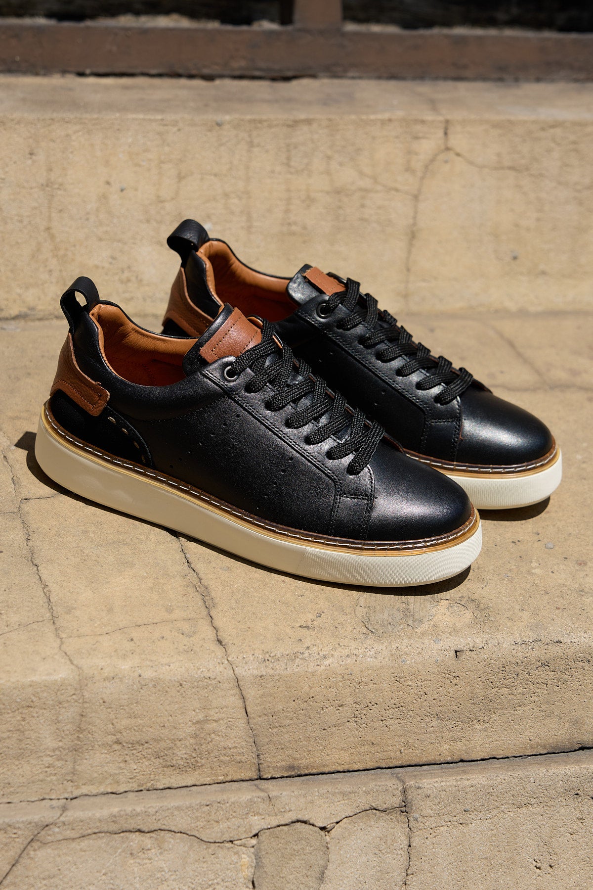 SHERİFF SİYAH %100 HAKİKİ DERİ ERKEK SNEAKER AYAKKABI