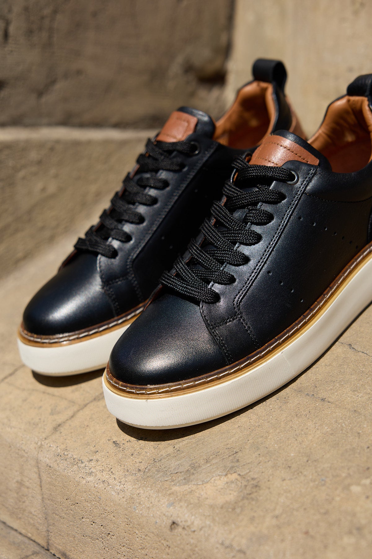 SHERİFF SİYAH %100 HAKİKİ DERİ ERKEK SNEAKER AYAKKABI