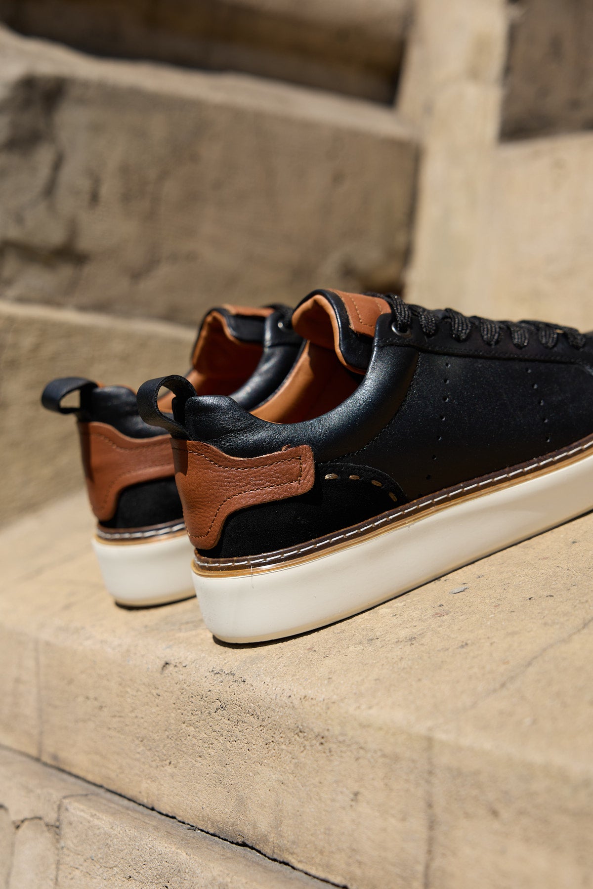 SHERİFF SİYAH %100 HAKİKİ DERİ ERKEK SNEAKER AYAKKABI