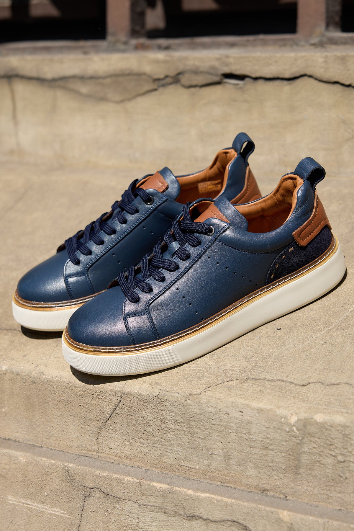 SHERİFF LACİVERT %100 HAKİKİ DERİ ERKEK SNEAKER AYAKKABI