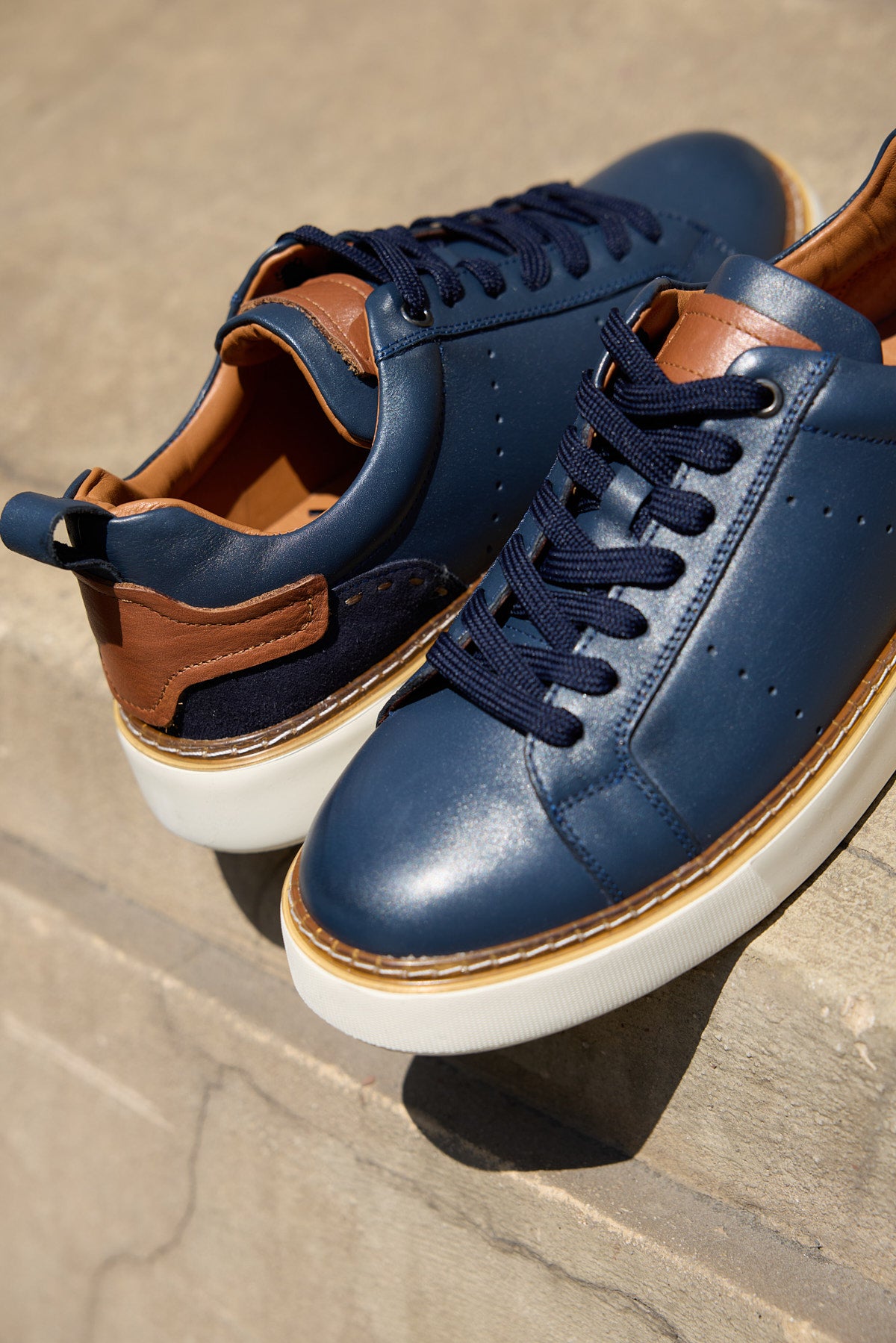 SHERİFF LACİVERT %100 HAKİKİ DERİ ERKEK SNEAKER AYAKKABI