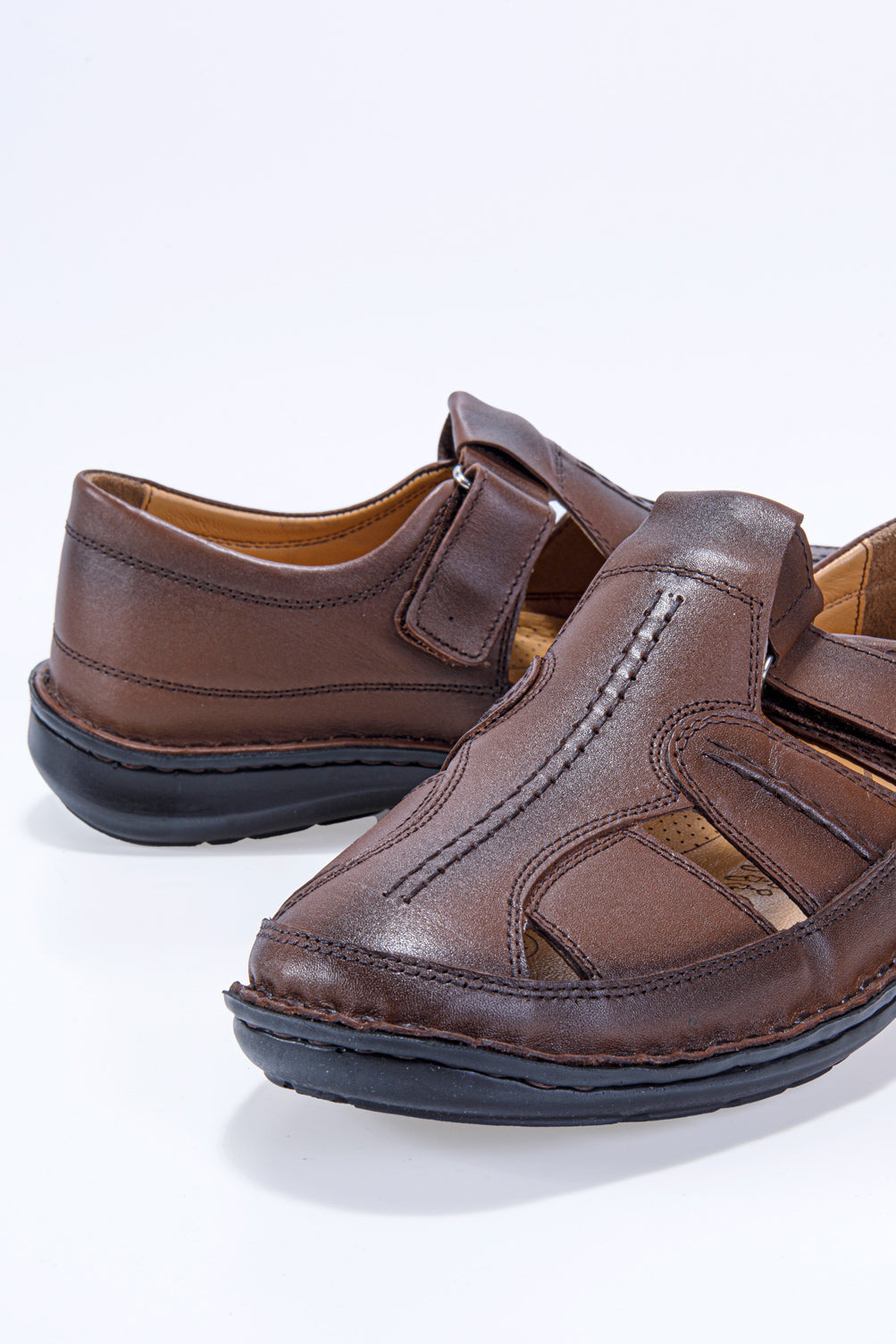 ALFİO KAHVERENGİ ORTOPEDİK % 100 HAKİKİ DERİ ERKEK SANDALET