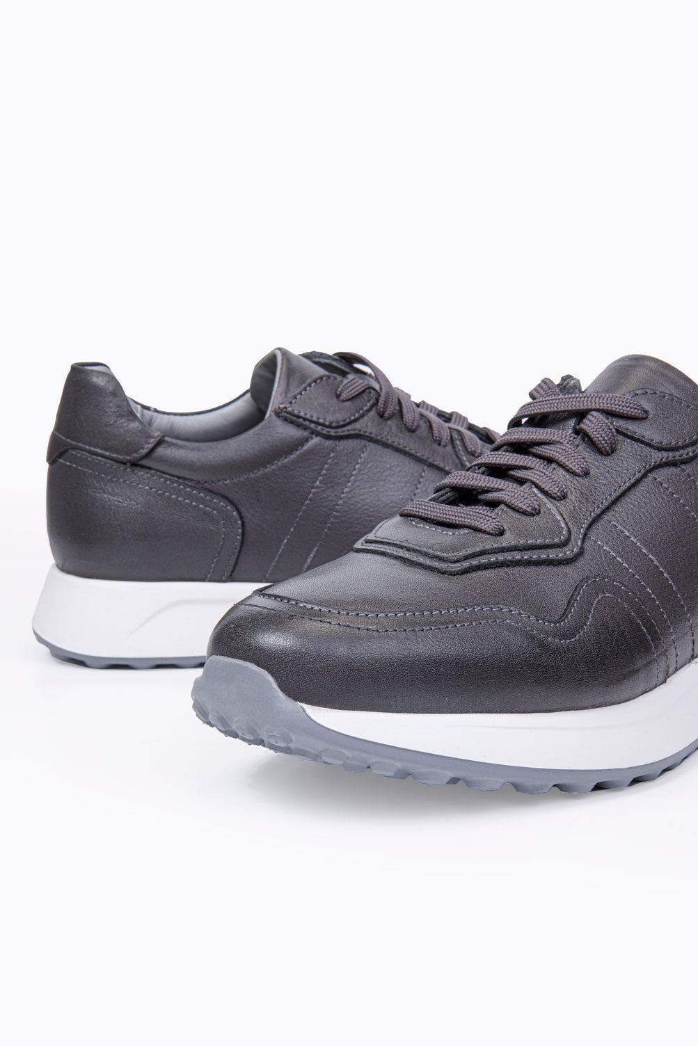 SAVİO GRİ BAĞCIKLI %100 HAKİKİ DERİ ERKEK SNEAKER AYAKKABI